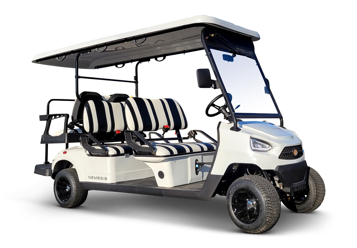 White Bintelli 6 Seater Golf Cart Rental